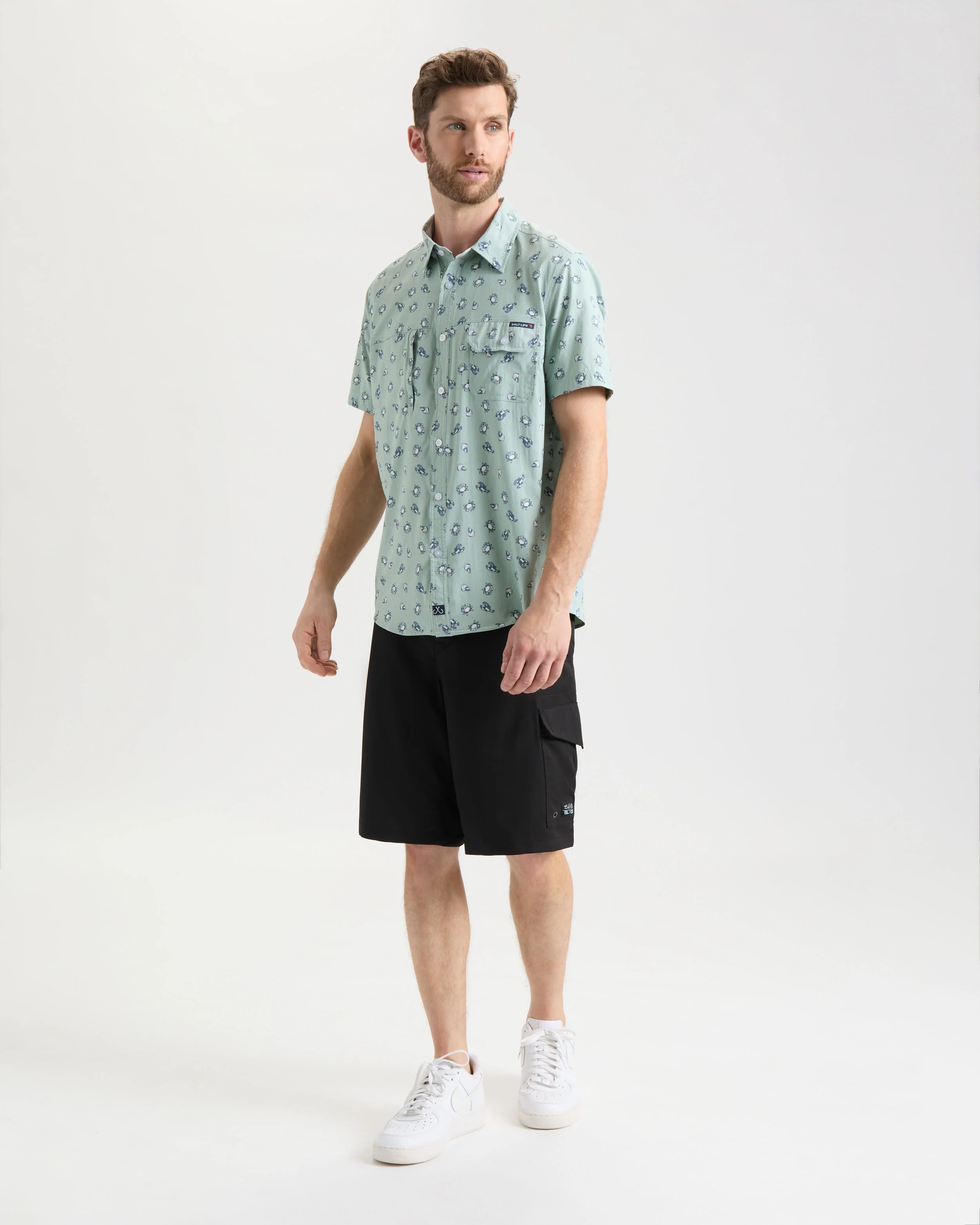 Men's Crustacean Life Woven Short Sleeve Shirt - Image 5