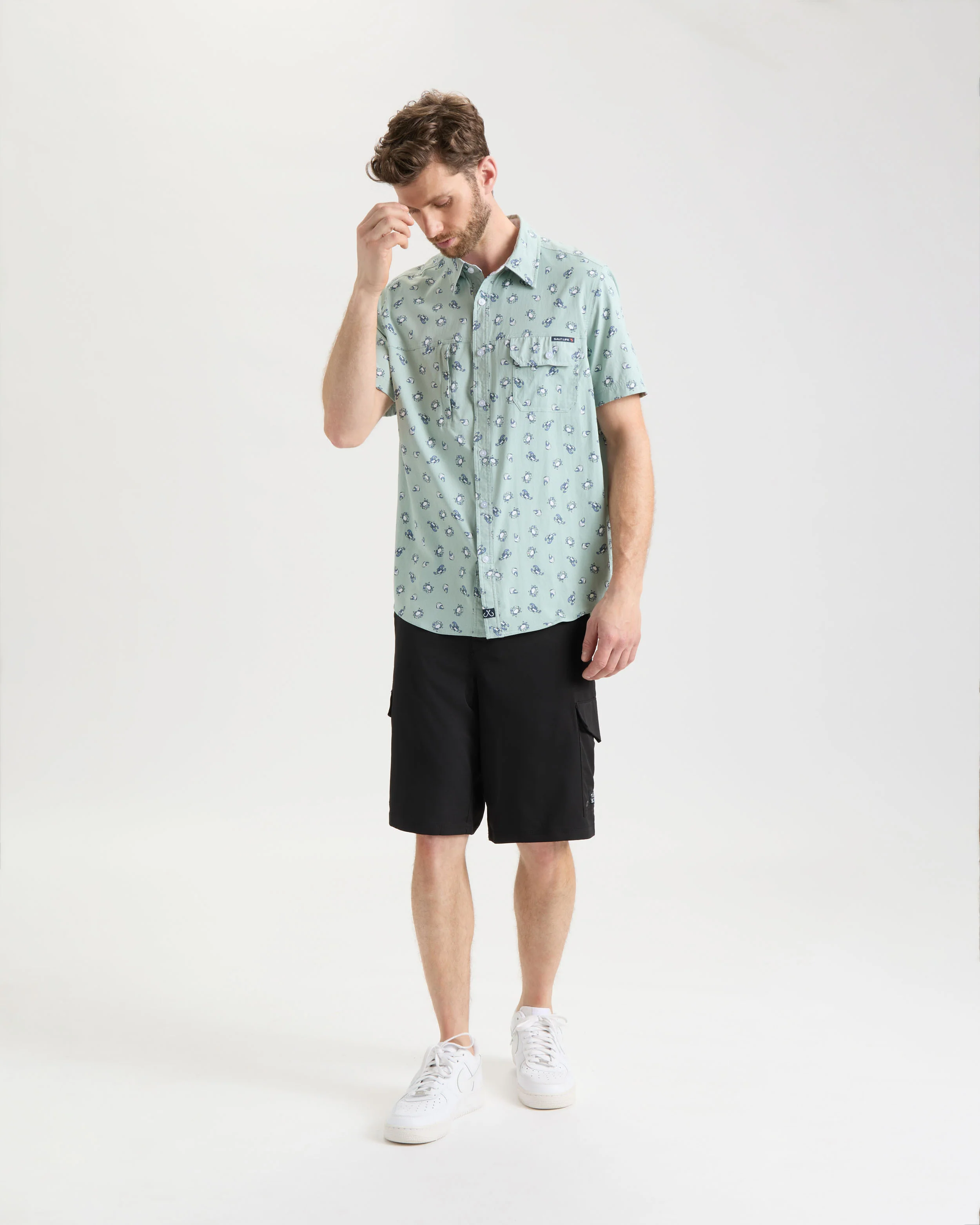 Men's Crustacean Life Woven Short Sleeve Shirt - Image 6