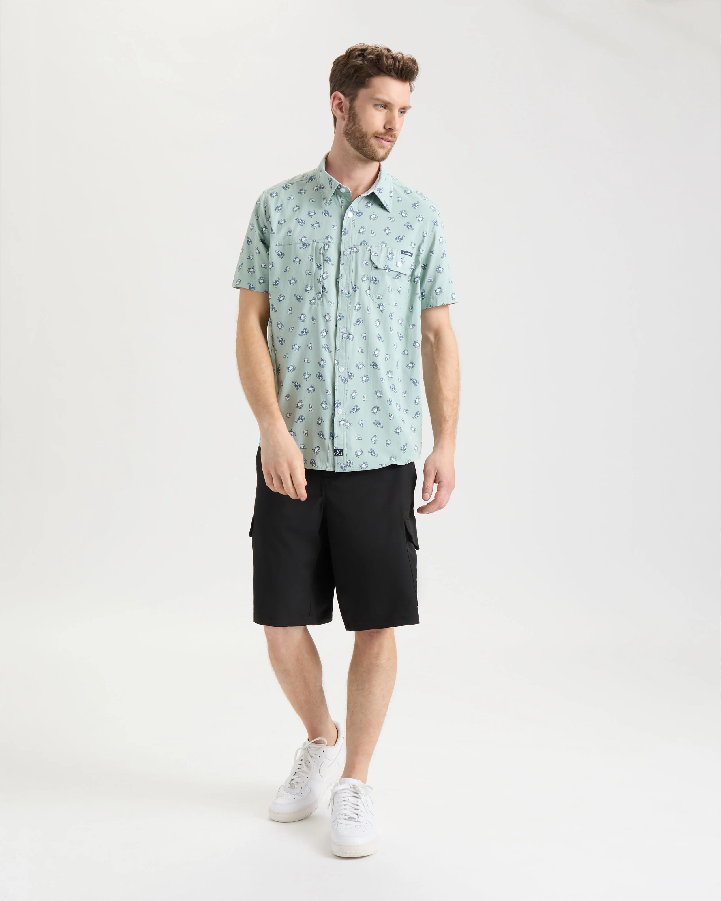 Men's Crustacean Life Woven Short Sleeve Shirt - Image 9