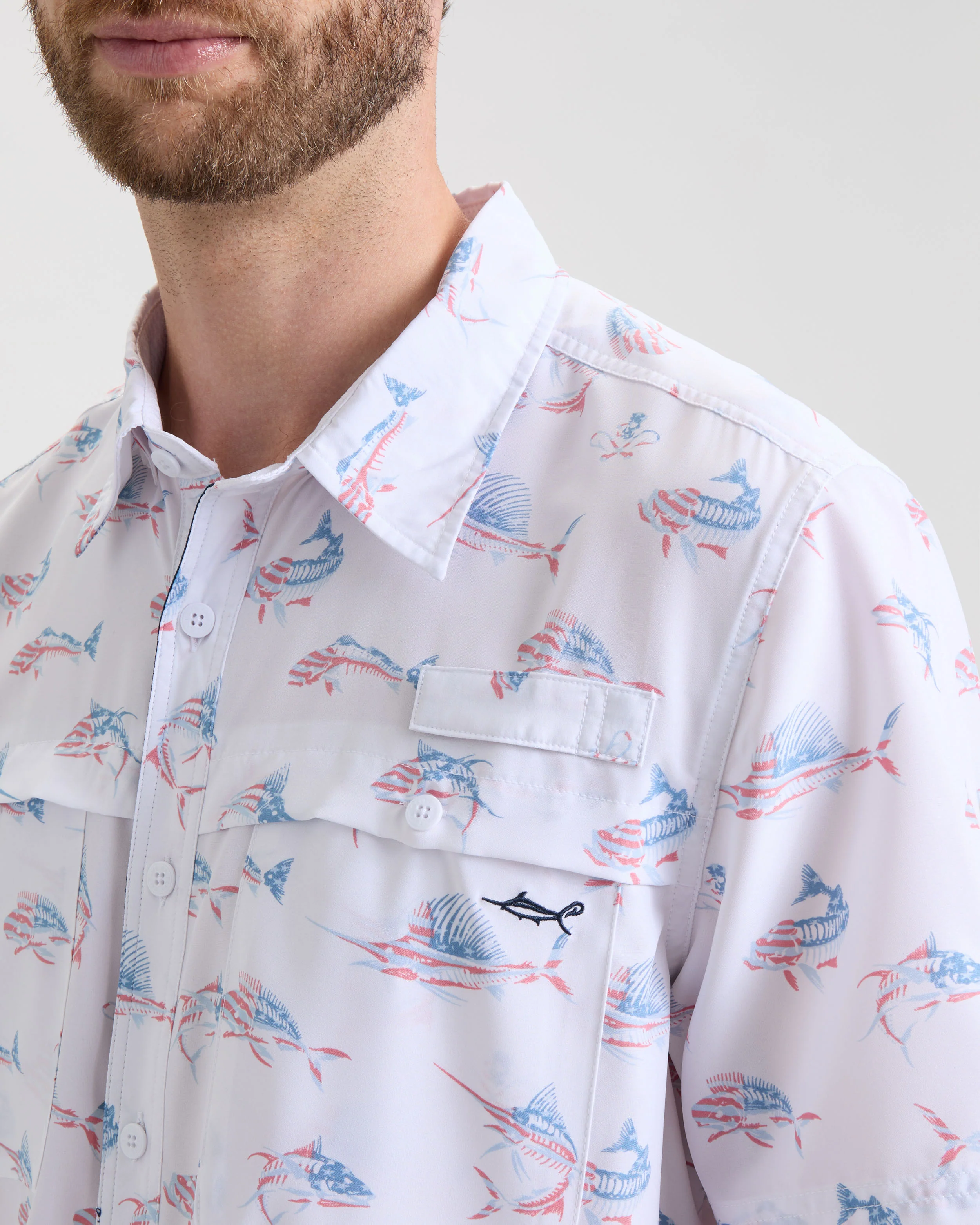 Men's Fish N' Bones Americana SLX Performance Short Sleeve Shirt - Image 6