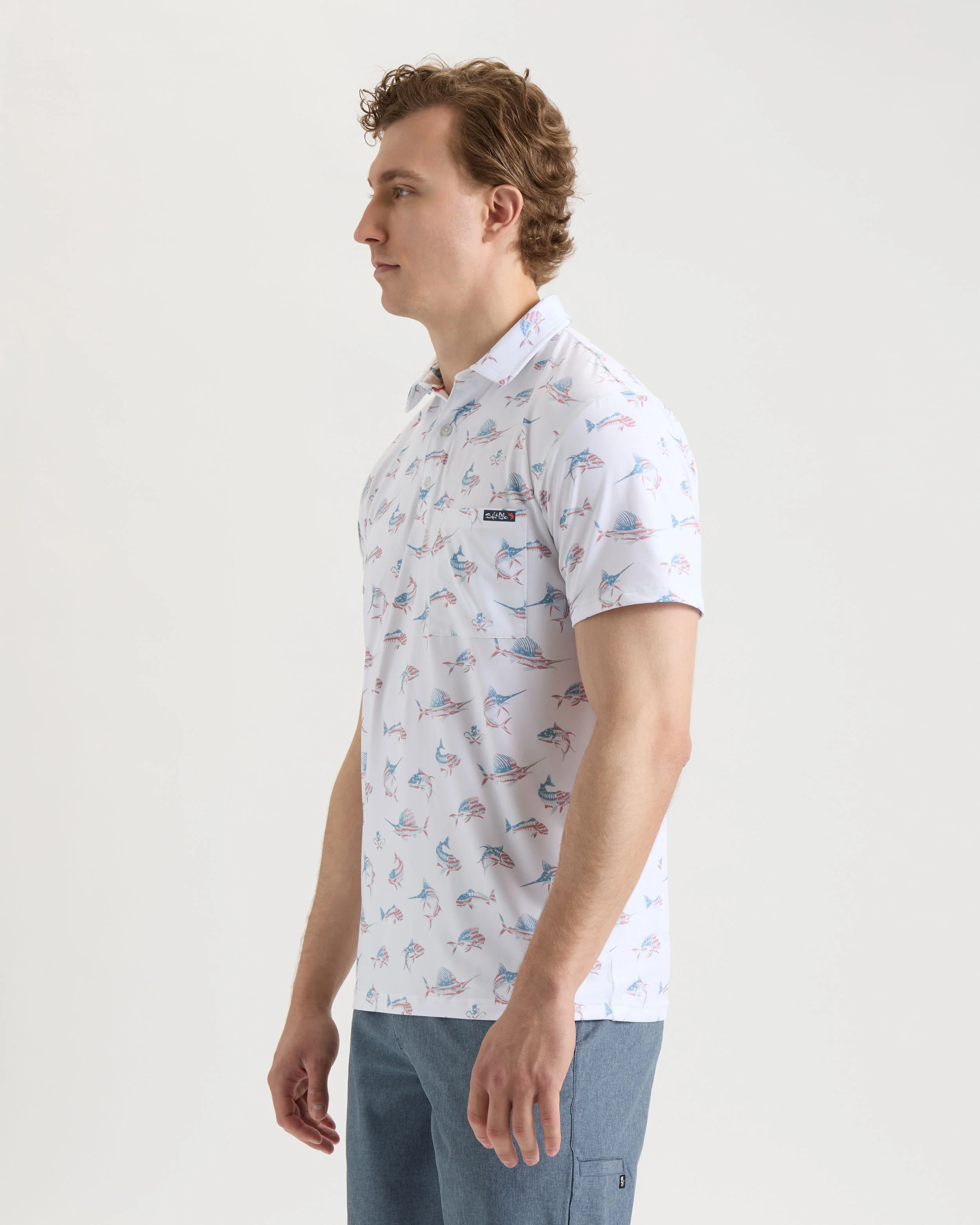 Men's Fish N' Bones Americana SLX Performance Polo - Image 4