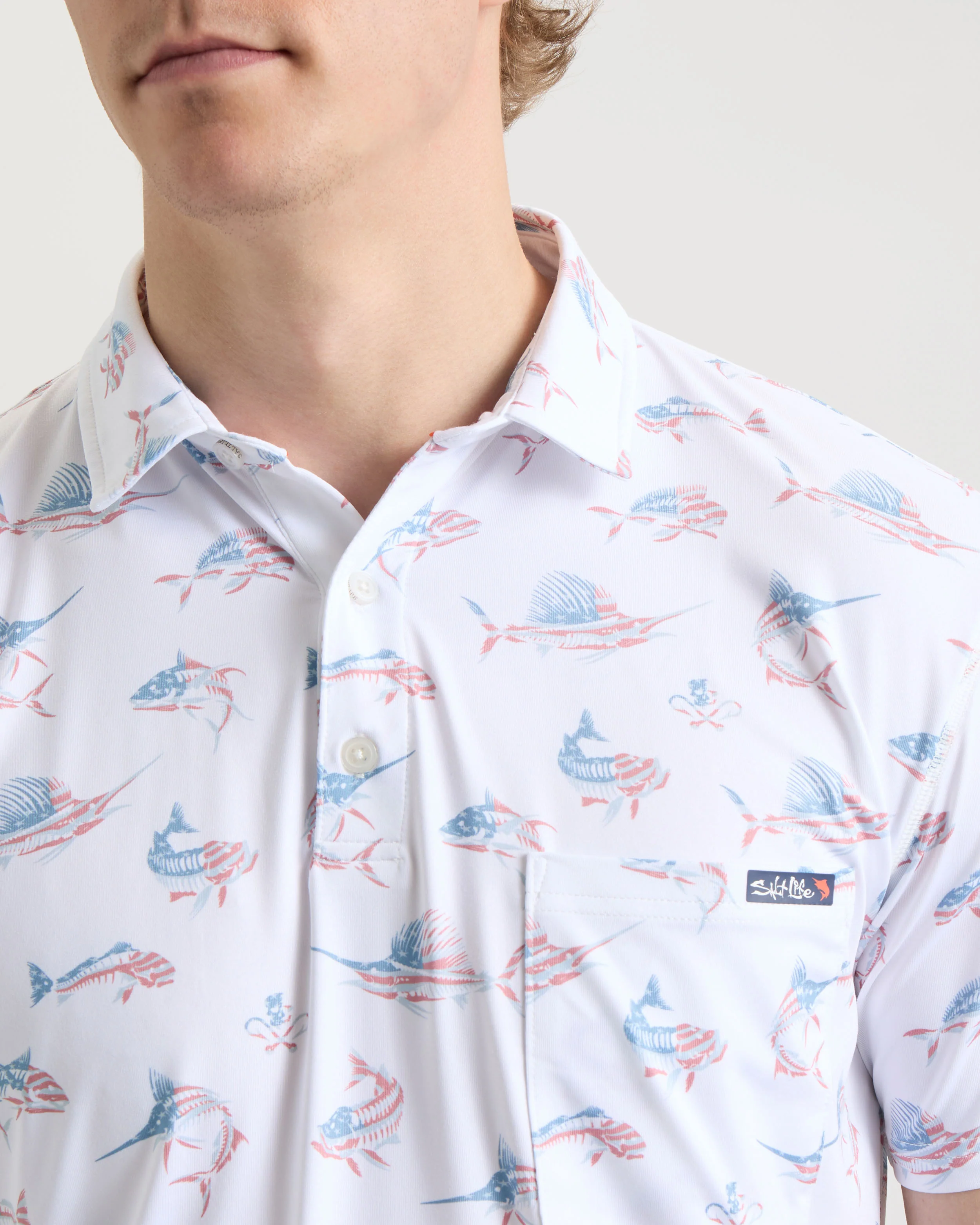 Men's Fish N' Bones Americana SLX Performance Polo - Image 6