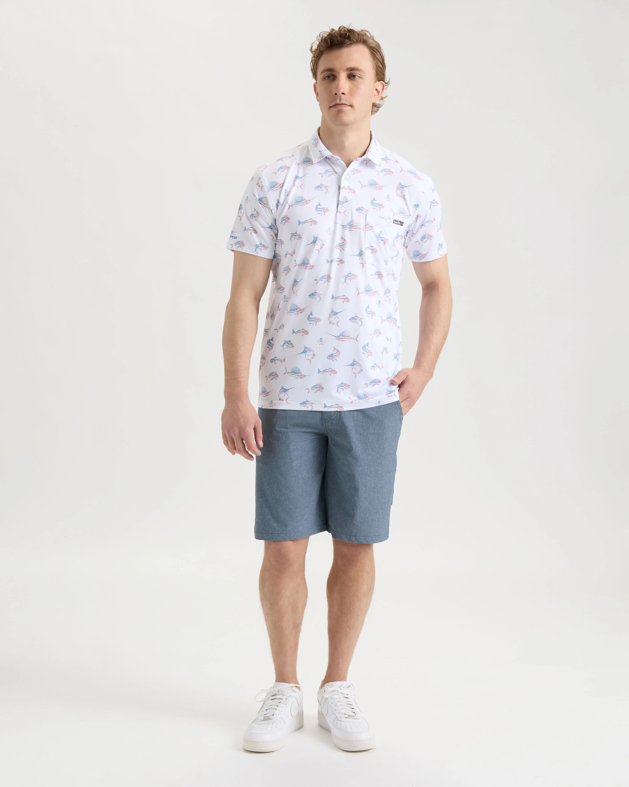 Men's Fish N' Bones Americana SLX Performance Polo - Image 7