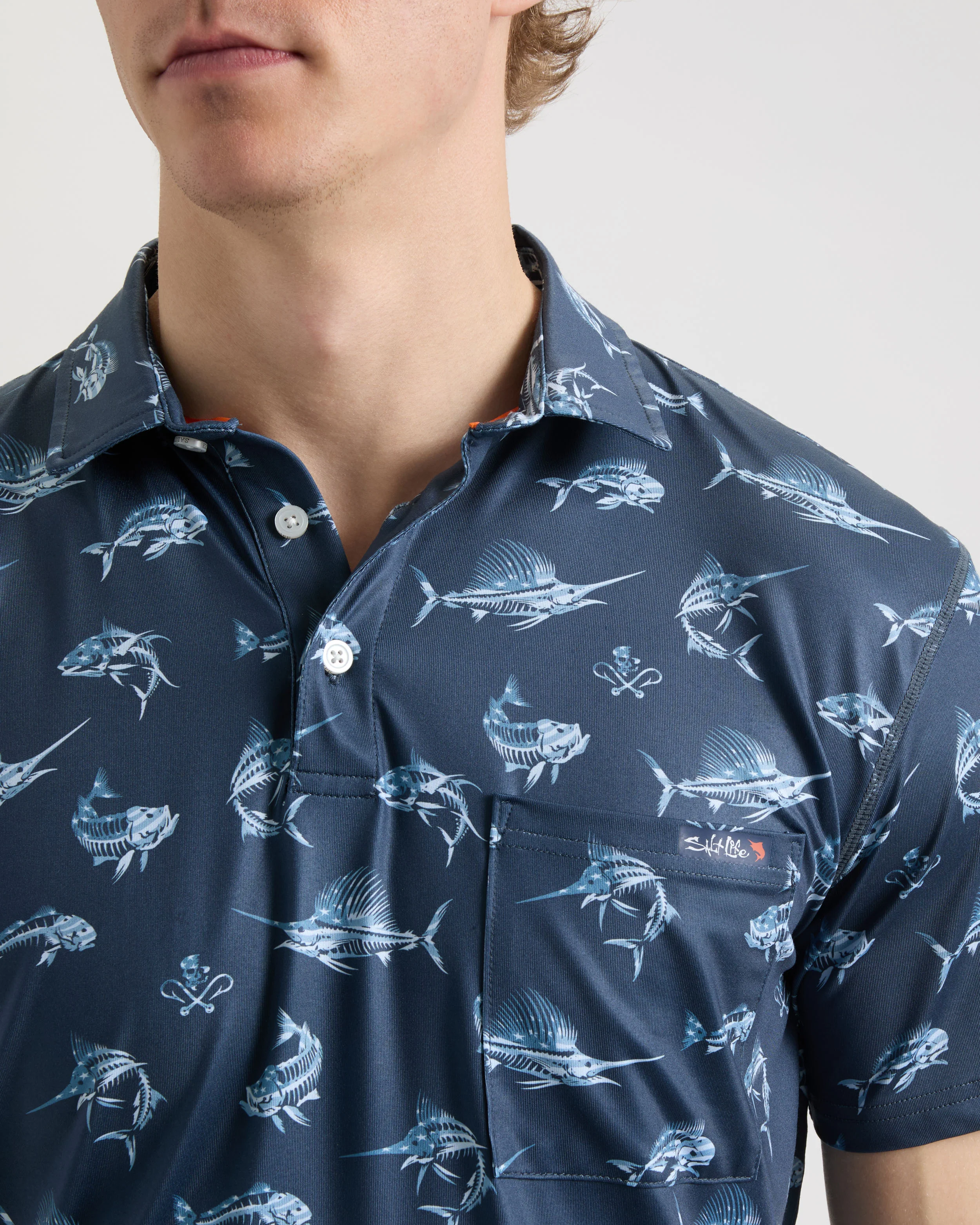Men's Fish N' Bones Americana SLX Performance Polo - Image 6