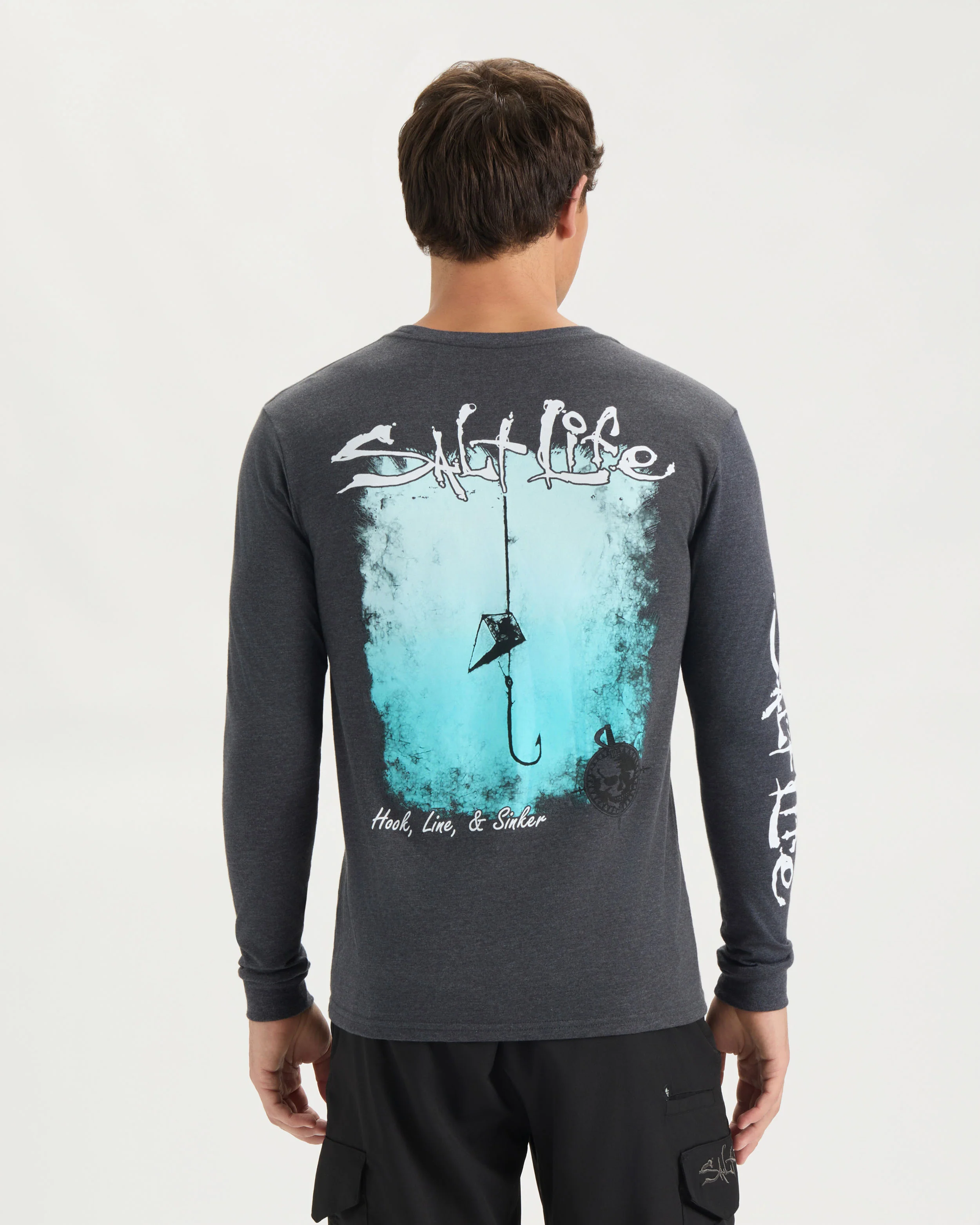 Men’s Hook Line and Sinker Fade Long Sleeve Shirt - Image 4