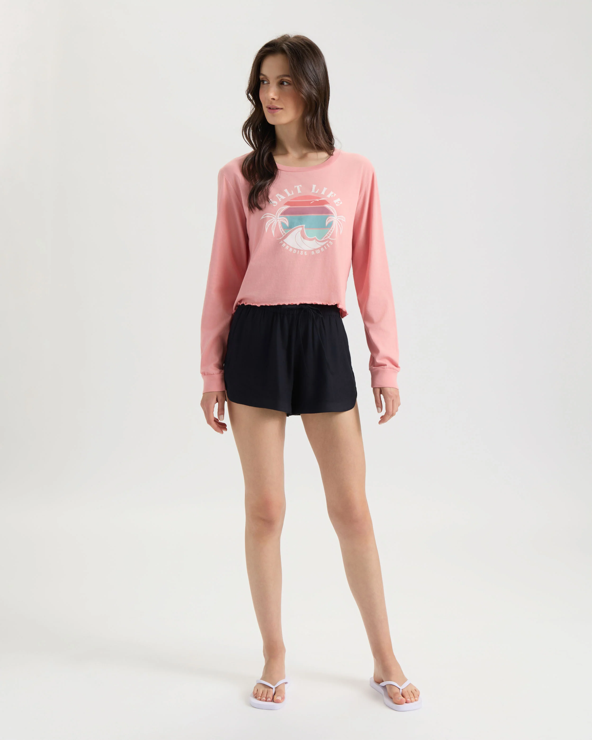 Women's Paradise Bound Cropped Long Sleeve Shirt - Image 6