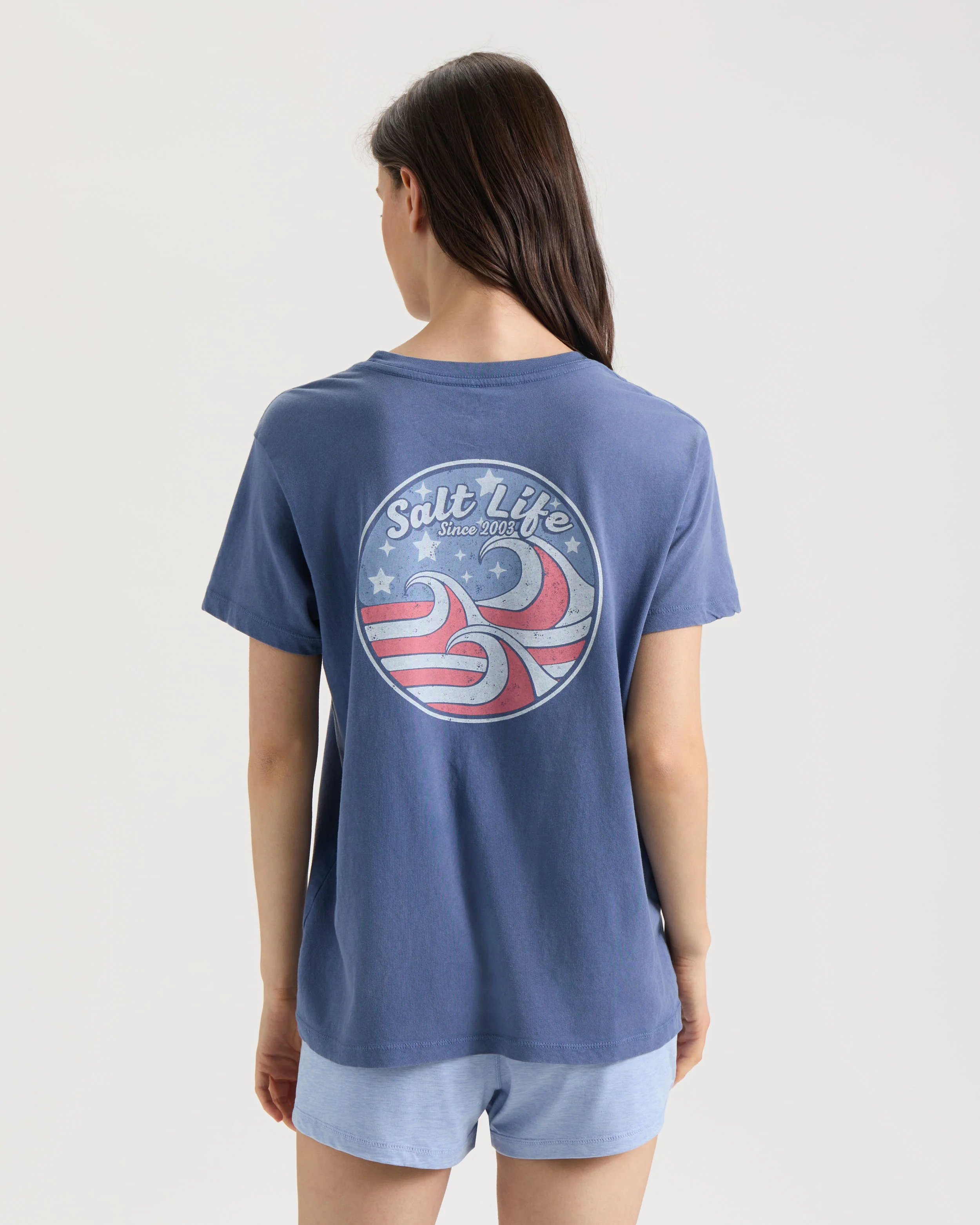 Women's Red White and Wave Short Sleeve Shirt - Image 3
