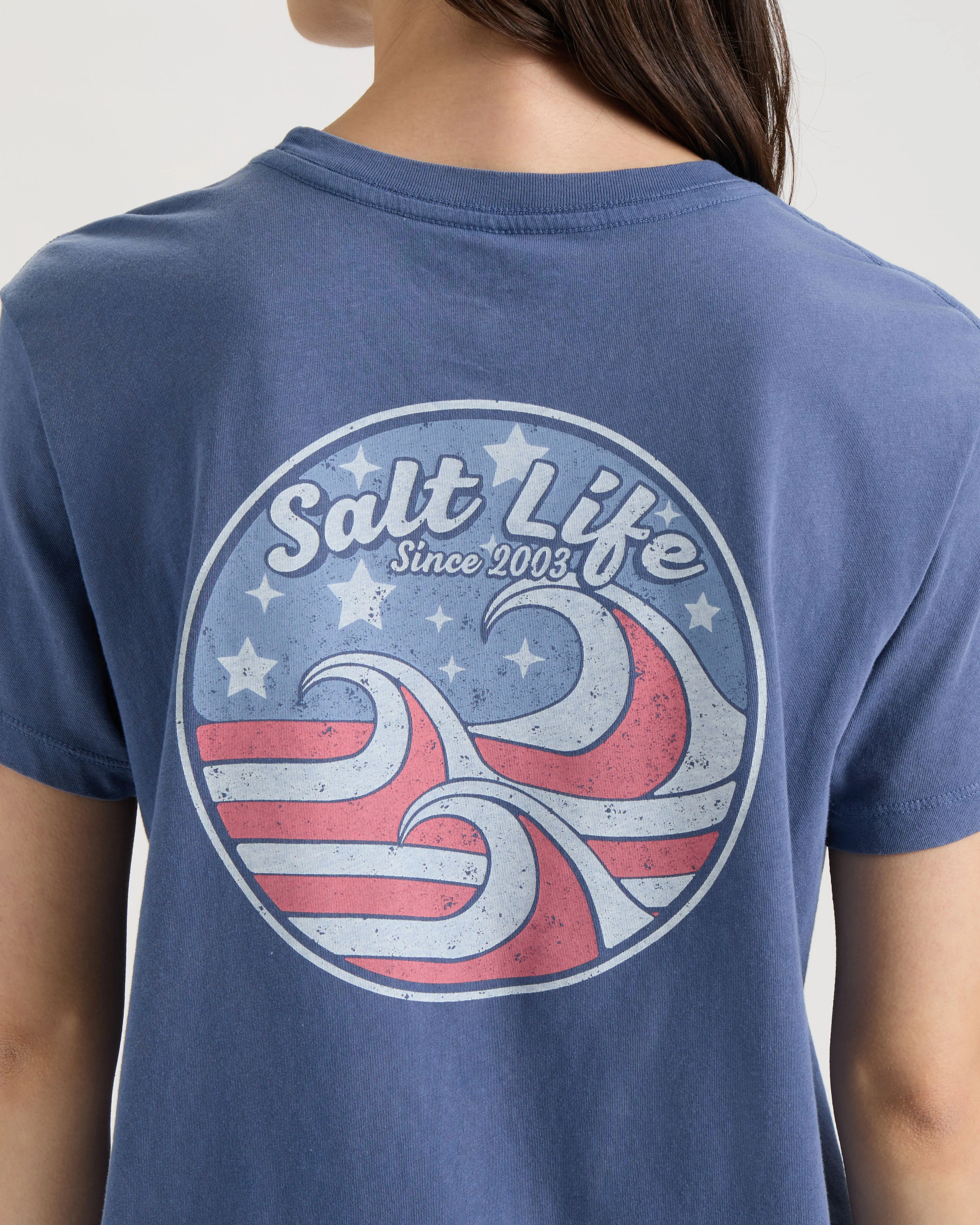 Women's Red White and Wave Short Sleeve Shirt - Image 5