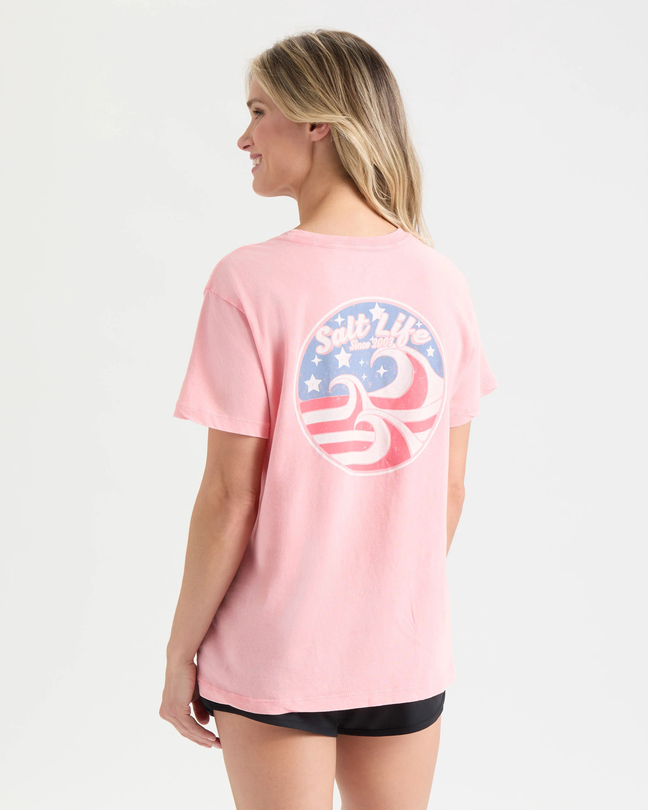 Women's Red White and Wave Short Sleeve Shirt - Image 4