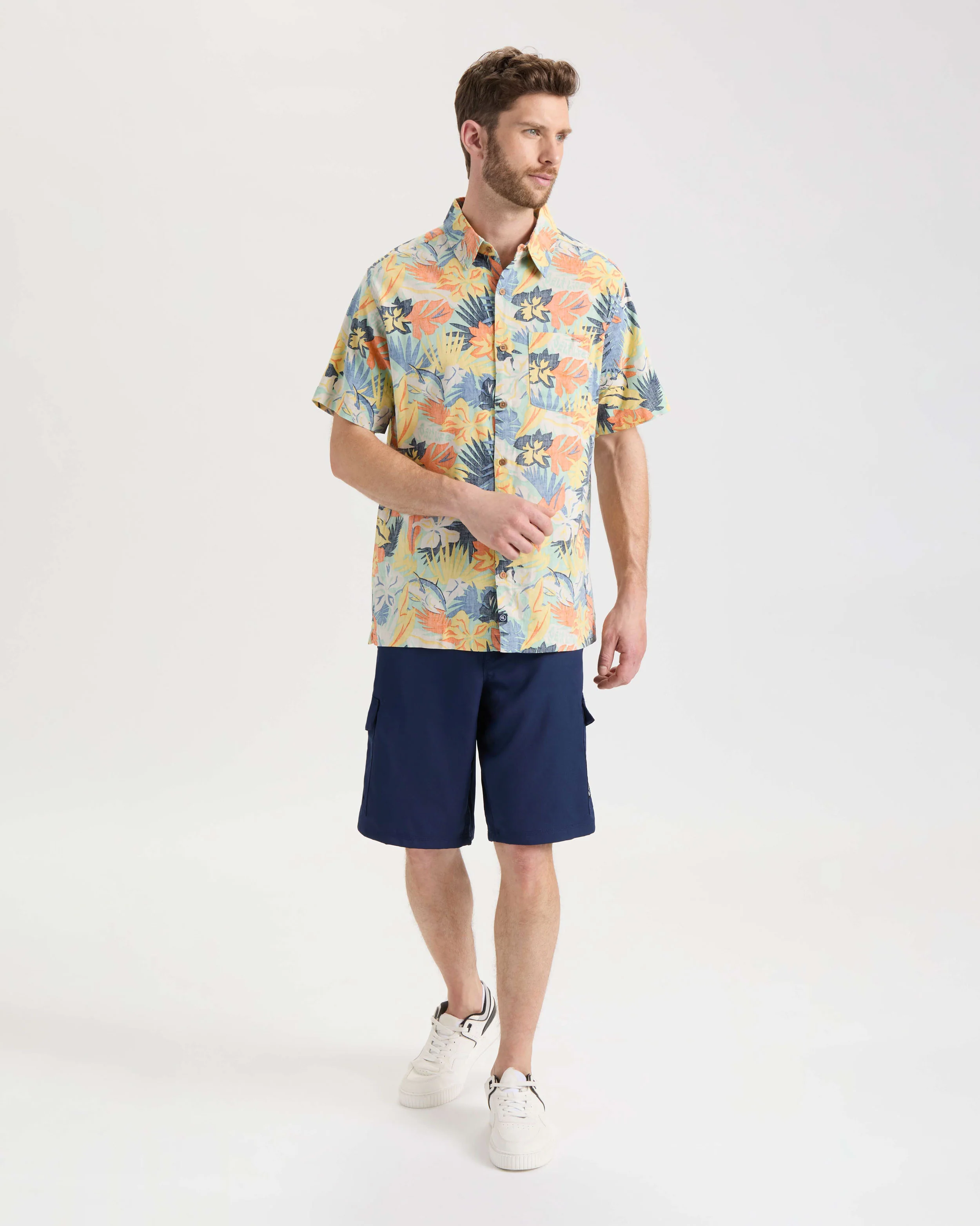 Men's Retro Tropical Tuna Woven Short Sleeve Shirt - Image 6