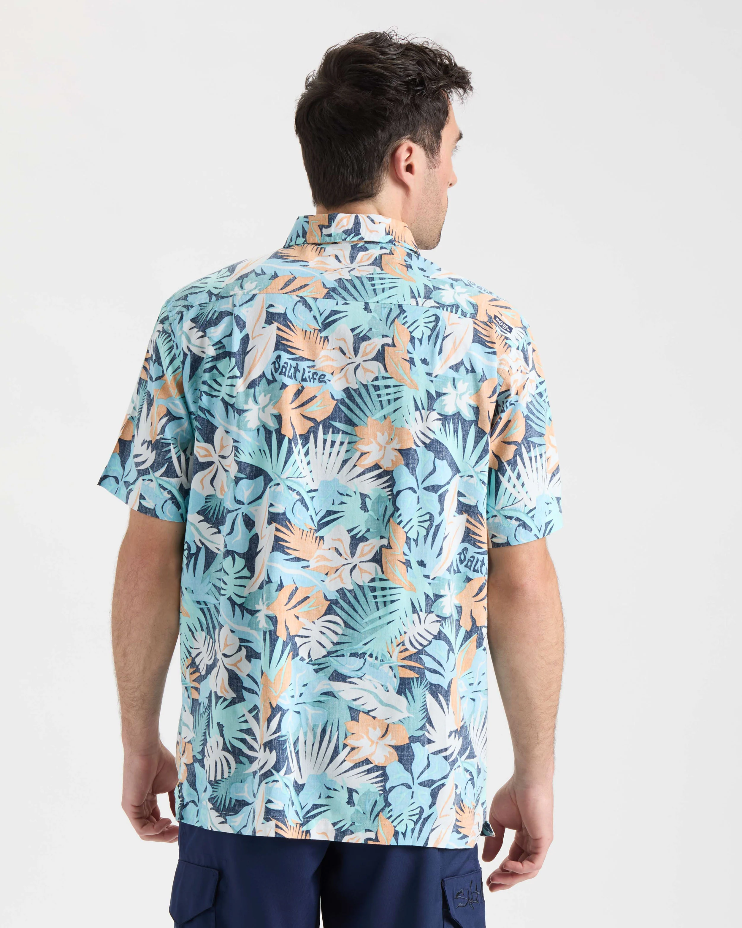 Men's Retro Tropical Tuna Woven Short Sleeve Shirt - Image 4