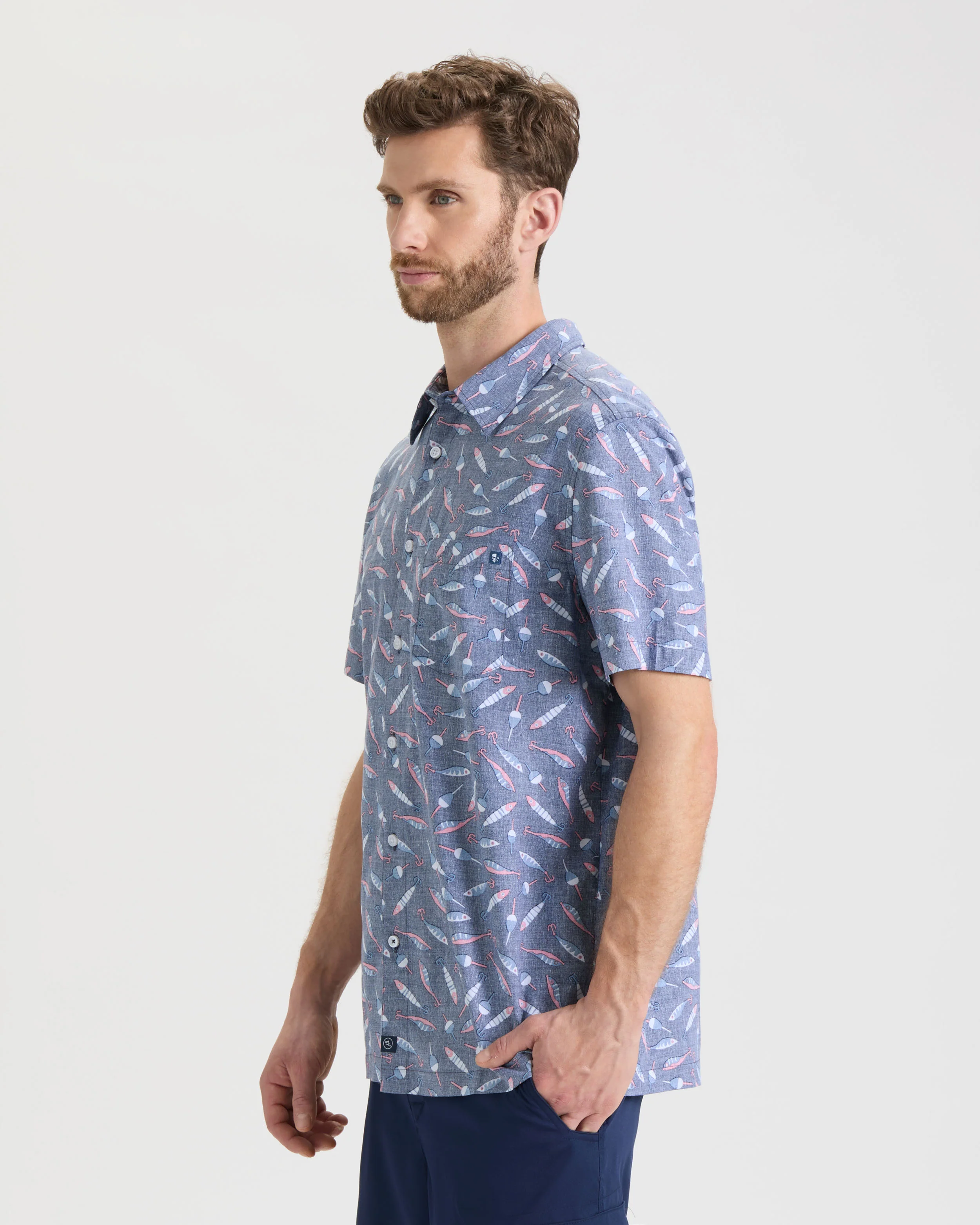 Men's Tempting Tackle Woven Short Sleeve Shirt - Image 3