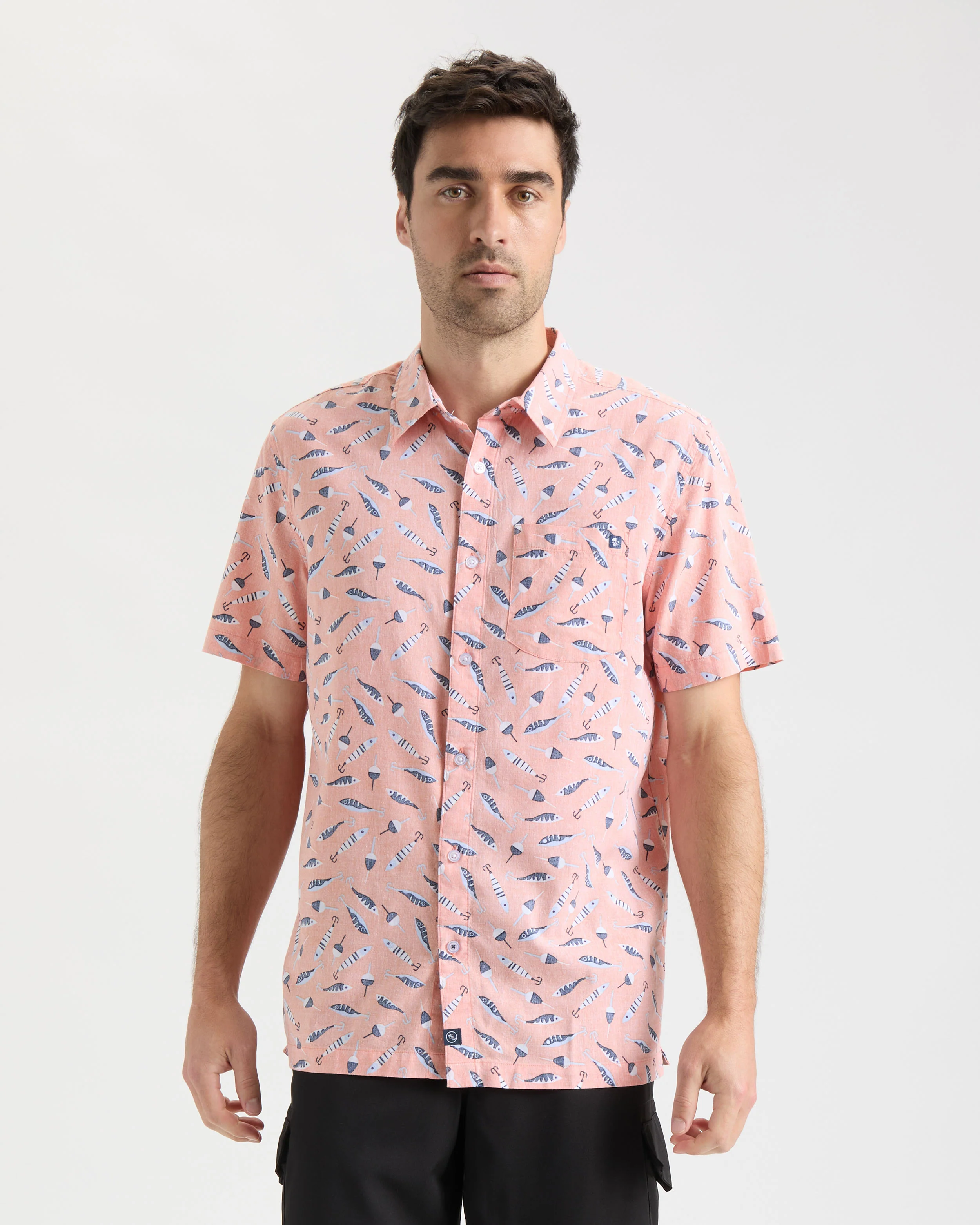 Men's Tempting Tackle Woven Short Sleeve Shirt - Image 3
