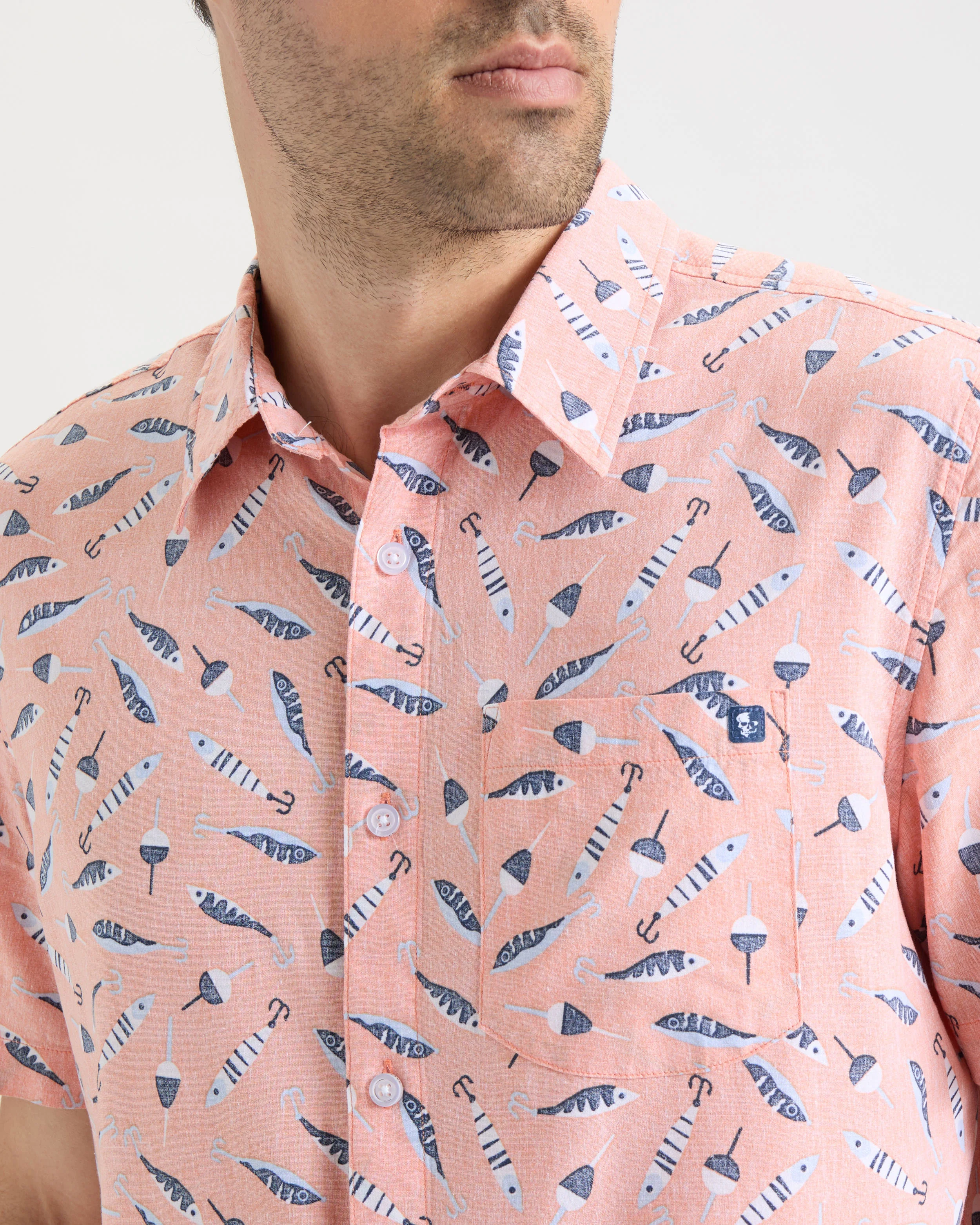 Men's Tempting Tackle Woven Short Sleeve Shirt - Image 6