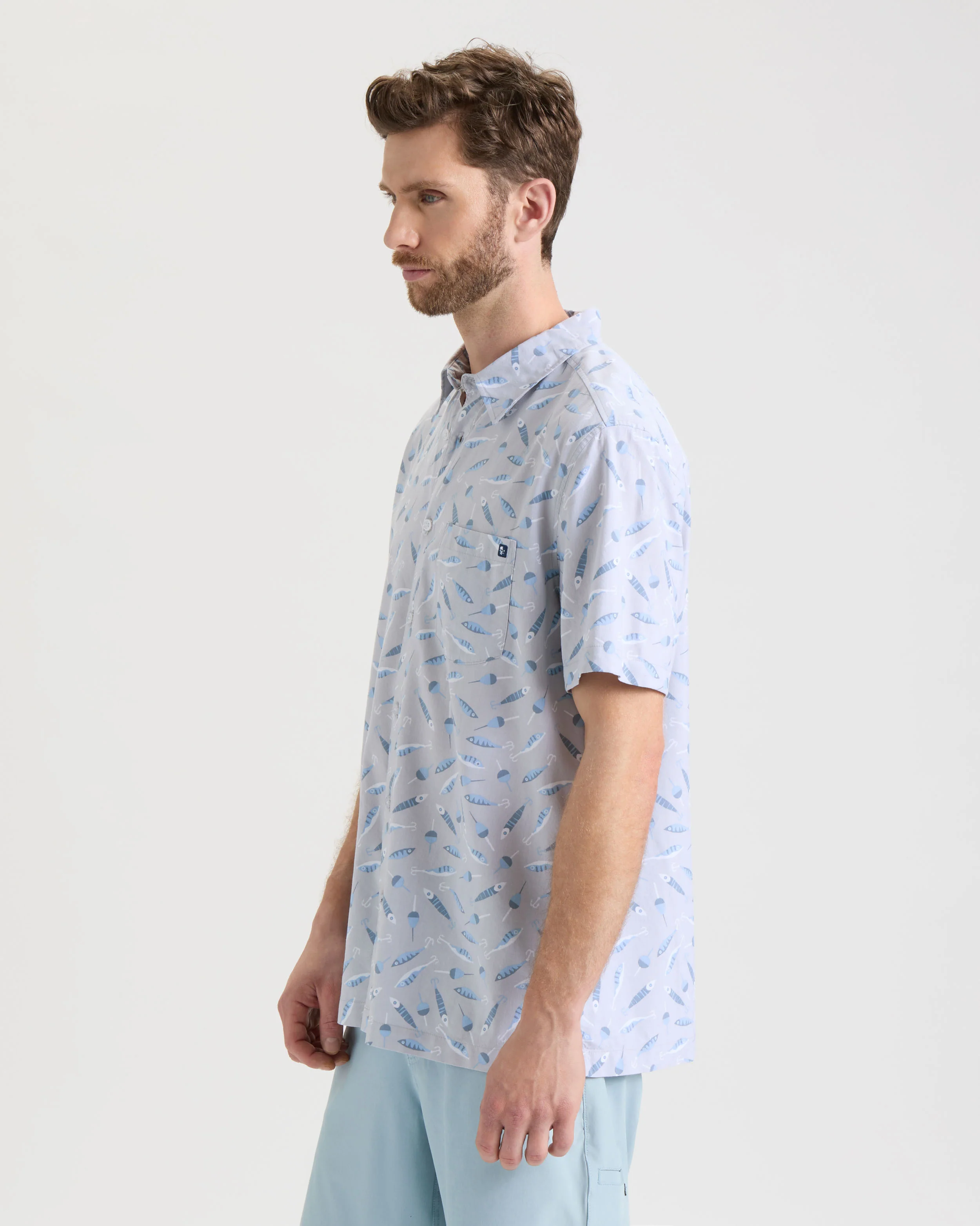 Men's Tempting Tackle Woven Short Sleeve Shirt - Image 3
